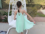 Mint Pleated Chiffon Rhinestones Dress