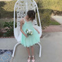 Mint Pleated Chiffon Rhinestones Dress