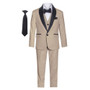 Boy Slim Fit 7-Piece Suit Satin Shawl Lapel, Beige Gray