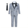 Boy Slim Fit 7-Piece Suit Satin Shawl Lapel, Beige Gray