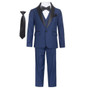 Boy Husky Plus Size 7-piece Suit Satin Shawl Lapel, Navy Indigo
