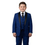 Boy Husky Plus Size 7-piece Suit Satin Shawl Lapel, Navy Indigo