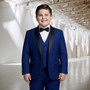 Boy Husky Plus Size 7-piece Suit Satin Shawl Lapel, Navy Indigo