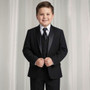 Boy Husky Plus Size 7-Piece Suit Satin Shawl Lapel, Black