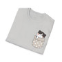 Cat Gray Pocket Cotton Graphic T-Shirt