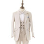 Boy Slim-Fit 5-Piece Cotton Suit, Beige Pink