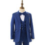 Boy Slim-Fit 5-Piece Cotton Suit, Indigo Lime