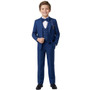 Boy Slim-Fit 5-Piece Cotton Suit, Indigo Lime