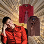 Boy Shirt and Tie Regular Fit, Brown Burgundy Red