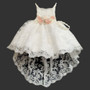 3-piece Floral Lace Dress Gown with Train, White Ivory