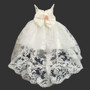 3-piece Floral Lace Dress Gown with Train, White Ivory
