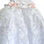 3-piece Floral Lace Puff Sleeves Gown with Train & Bonnet, White Ivory