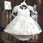 3-piece White Virgin Mary Dress Gown Bonnet