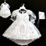 3-piece White Virgin Mary Dress Gown Bonnet