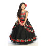 3-piece Charra Rose Tulle Ballgown, Black Red