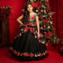3-piece Charra Rose Tulle Ballgown, Black Red
