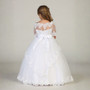 Cascading Layers 3/4 Sleeves White Organza Gown