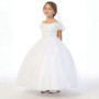 Drop Shoulder White Organza Gown