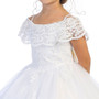 Drop Shoulder White Organza Gown