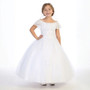 Drop Shoulder White Organza Gown