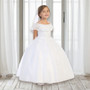 Drop Shoulder White Organza Gown