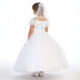 Drop Shoulder White Organza Gown