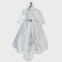 3-piece White Drop Shoulder Puff Sleeves Virgin Mary Gown with Train