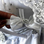 3-piece White Drop Shoulder Puff Sleeves Virgin Mary Gown with Ruffles