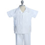 Baby to Teen 3-piece Guayabera Virgen Shirt Shorts Pants Set, White