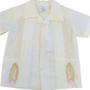 3-piece Guayabera Virgen Maria San Jose Shirt Shorts Pants Set, Ivory