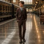 Boy 3-piece Slim Fit Suit, Loid Forger Brown