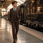 Boy 3-piece Slim Fit Suit, Loid Forger Brown