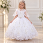3-piece Virgin Mary White Heirloom Dress with Lace Cape & Headband