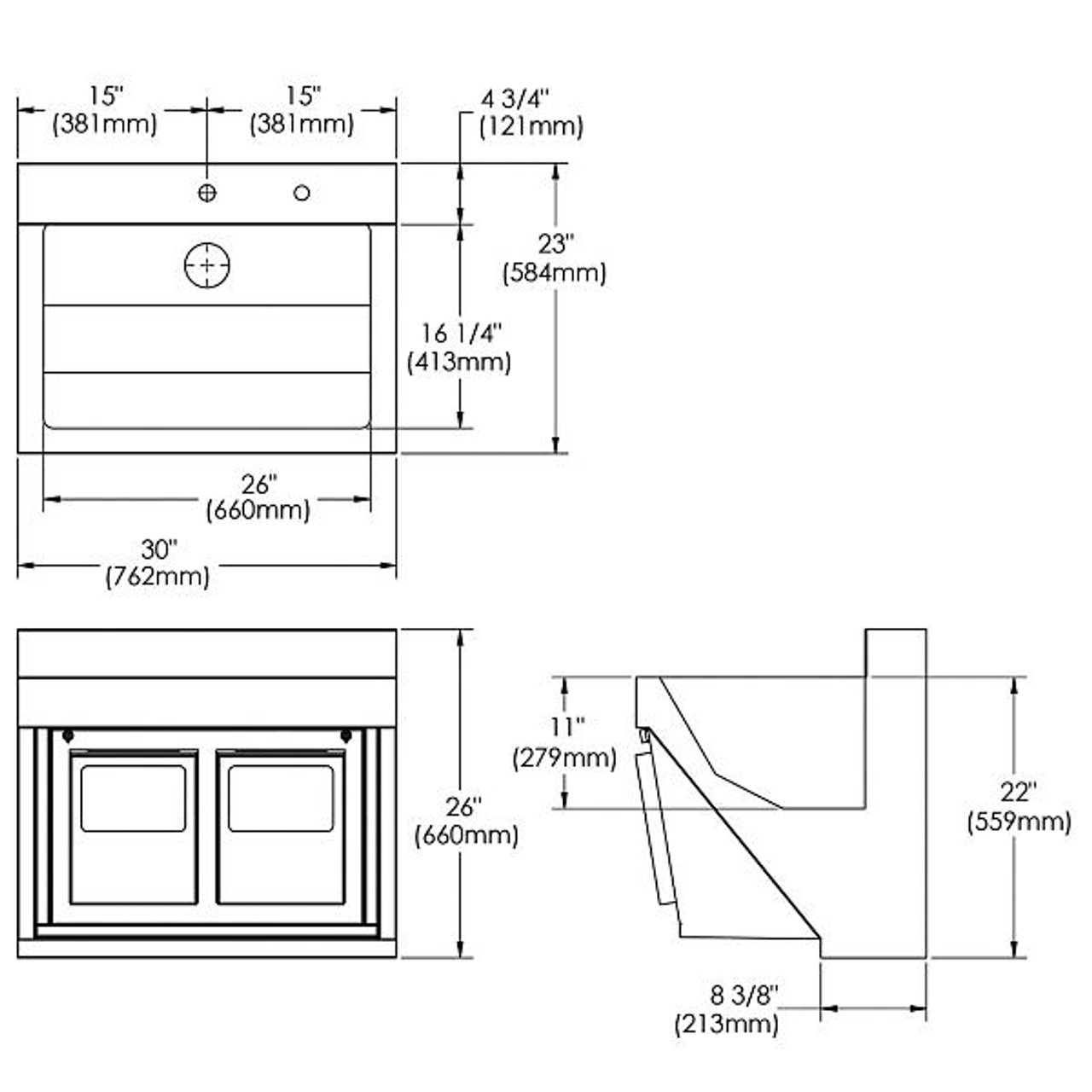 Elkay EWSFAD13620SACC, Commercial Wash Sinks, Scrub-Up Sink