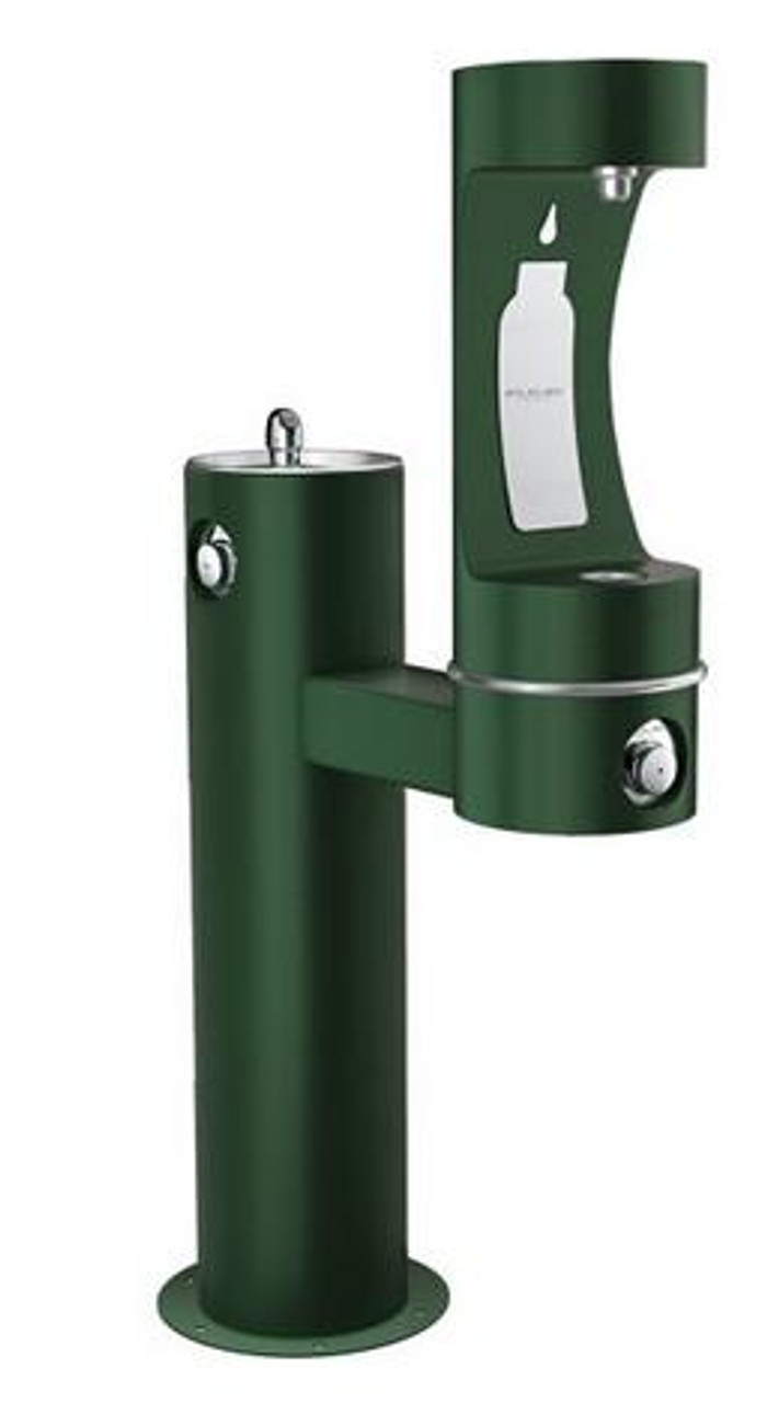 Elkay LK4420BF1L Drinking Fountain and Bottle Filling Station, EZH2O  Outdoor Tubular Pedestal, ADA, Non-Refrigerated