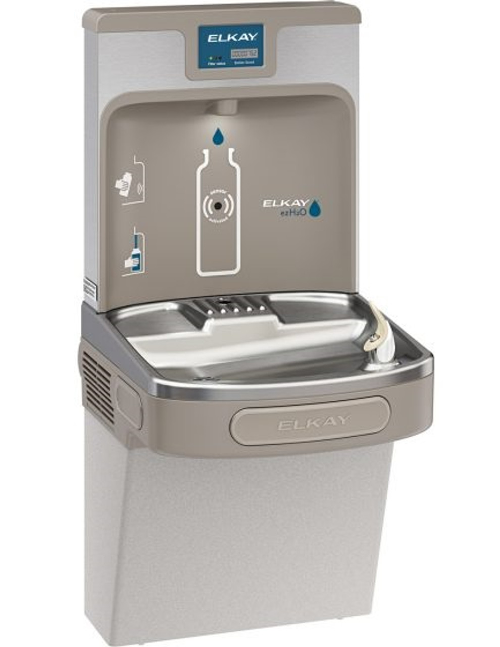 Elkay LZS8WSLP Enhanced EZH2O Bottle Filling Station and Single ADA Cooler,  Filtered, 8 GPH, Light Gray