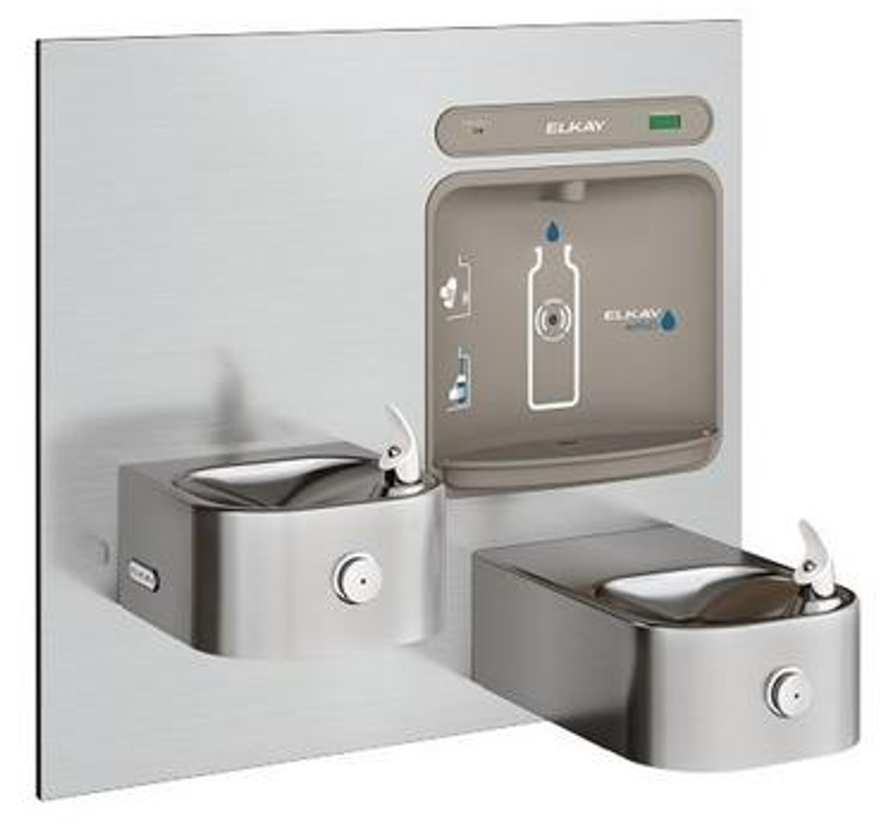 Elkay LZWS-EDFP217K EZH2O Bottle Filling Station with Soft Sides Drinking  Fountain, Filtered, Bi-Level, ADA, GreenSpec Listed, (Non-Refrigerated)