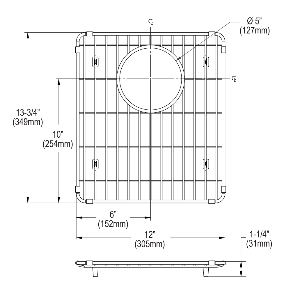 Elkay 12-in X 13.75-in Back Center Drain Stainless Steel Sink Grid At