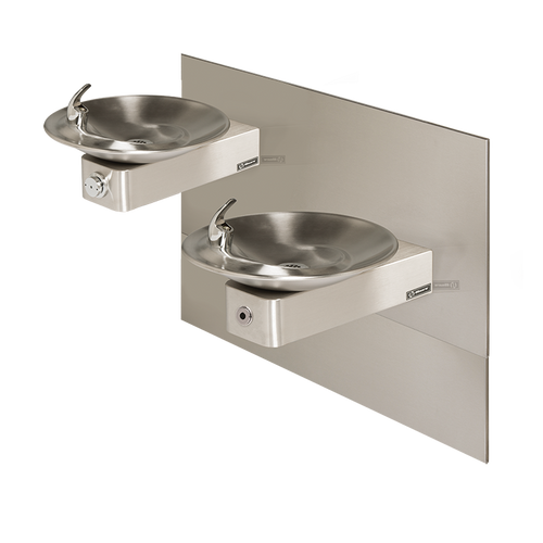 Haws 1011MSHO Touchless/Push Button Hi-Lo Dual Drinking Fountain with Mounting System, Wall Mounted, ADA Compliant, Stainless Steel with Satin Finish, Non-Refrigerated
