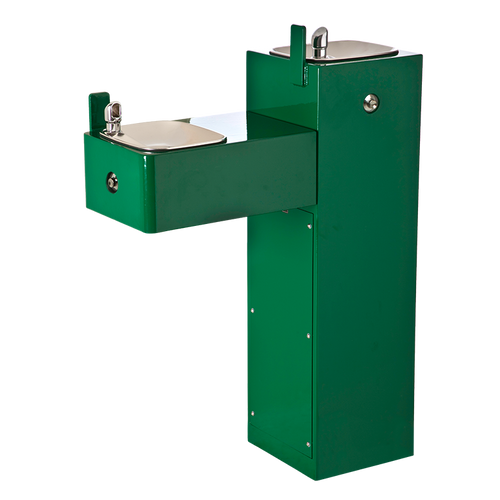 Haws 3300FR, "Hi-Lo" Freeze-Resistant, Barrier-Free, Two Bubbler 11 Gauge Galvanized Steel Pedestal Drinking Fountain, (Non-Refrigerated)