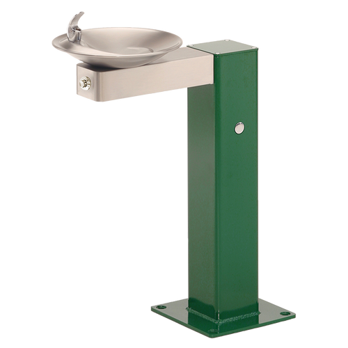 Haws 3377FR, Freeze-Resistant, Barrier-Free, Galvanized Steel Pedestal Drinking Fountain, Stainless Steel Bowl and Bracket, (Non-Refrigerated)