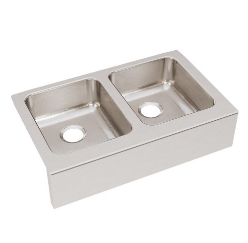 Elkay ELUHF3320 Lustertone Classic Stainless Steel 33" x 20-1/2" x 7-7/8", Equal Double Bowl Farmhouse Sink