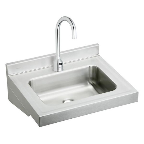 Elkay ELV2219SACTMC Wash-Up Lavatory Sink, without Overflow, Sensor Faucet Package, Thermostatic Mixing Valve, 22" x 19" x 5-1/2"
