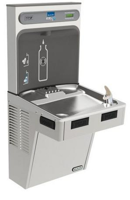 Elkay EMABFDWSSK EZH2O Bottle Filling Station with Single Mechanically-Activated Drinking Fountain, ADA, Stainless Steel, (Non-Refrigerated)