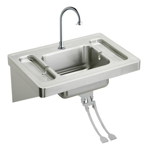 Elkay ESLV2820FC Surgeon's Lavatory Sink with Instrument Trays, Foot Control Package, 28" x 20" x 7-1/2"