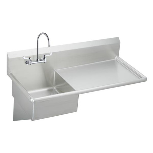 Elkay ESS4924RW4C Single Station Wash Sink with Right Drainboard, 4" Wrist Blade Faucet Package, 49-1/2" x 24" x 10"