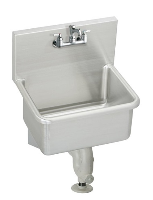 Elkay ESSB2520C Wall Service Commercial Sink, Lever Faucet Package, 25" x 19-1/2" x 12"