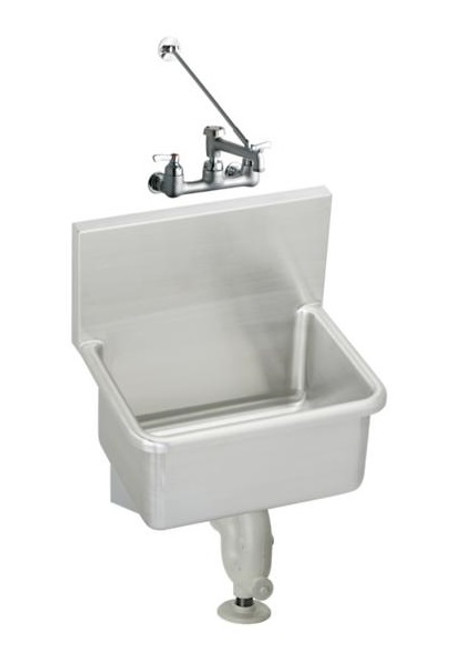 Elkay ESSW2118C Wall Service Commercial Sink, Lever Faucet Package, 21" x 17-1/2" x 12"