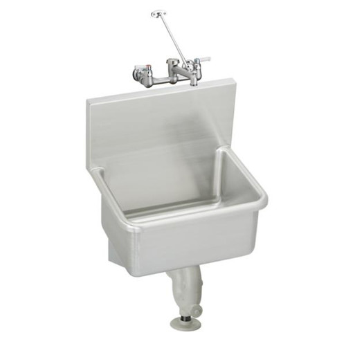 Elkay ESSW2520C Wall Service Commercial Sink, Lever Faucet Package, 25" x 19-1/2" x 12"