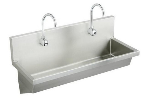 Elkay EWMA4820SACC Two Station Wash Sink, Sensor Faucet Package, 48" x 20" x 8", Trough Sink